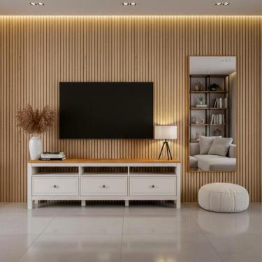 Imagem de Conjunto de Sala 2 Peças com Rack e 1 Espelho Ananda CabeCasa MadeiraO