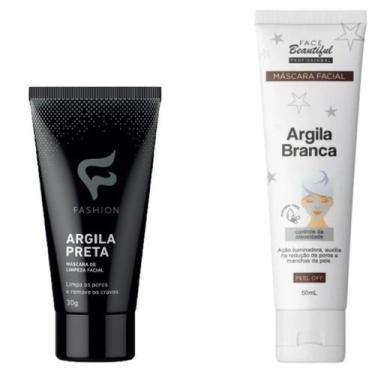 Imagem de Máscara de Limpeza Facial Argila Preta e Branca Combo 2 - Fashion