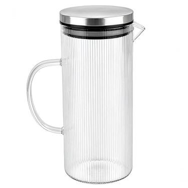 Imagem de Jarra Marine Vidro Borossilicato Tampa Inox 1,4L Canelada Transparente Lehaví