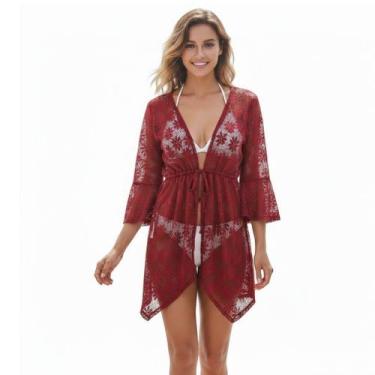 Imagem de Saída De Praia/ Kimono Em Arrastão Com Pontas Moda Verão - Corpo Doura