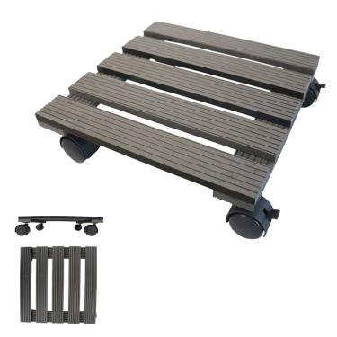 Imagem de Suporte Vaso Planta Rodinhas Deck Movel Decoracao Pallet Jardim Varandas Sacadas Resistente Versatil