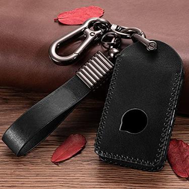 Imagem de WSWJDW Couro Car Key Case Cover Chaveiro Ring Key Bag, apto para Volvo XC90 XC70 XC60 S60 S80 S90 C30 V70 V90 2017 2018, marrom