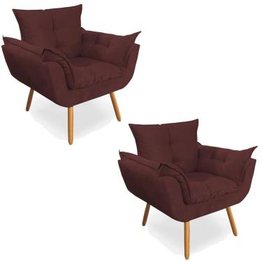 Imagem de Kit 02 Poltronas Decorativa Opala Deluxe Suede Marsala