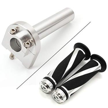 Imagem de Suporte de guidão para motocicleta Krace de 2,7 cm com controle de alavanca motorizado de tubo de torção rápida CNC anodizado paraKrace prata KR-118-044