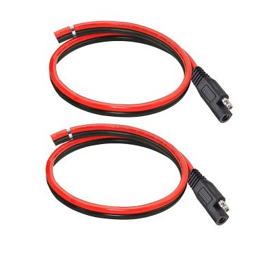 Imagem de dstfuy Cabo de extensão conector SAE, Plugue SAE de painel solar 10AWG com cabo de extensão automotivo conector rápido SAE de 1FT 2 pinos para carros de motocicleta concurso trator. (2 pacotes com 30 cm)