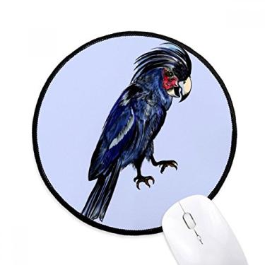 Imagem de Mouse pad de pássaro papagaio azul escuro tapete redondo para computador
