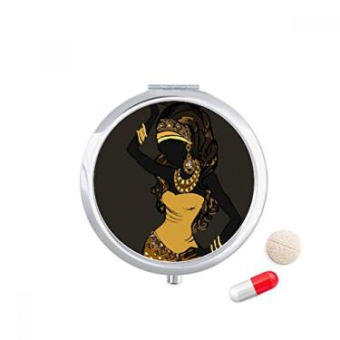 Imagem de Vestidos africanos negros, vestidos aborígenes, bolso para comprimidos, caixa de armazenamento de medicamentos, dispensador de recipiente