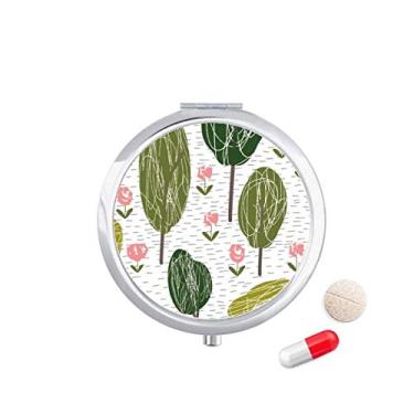 Imagem de Caixa de comprimidos com estampa de arte abstrata de árvore, caixa de armazenamento de remédios