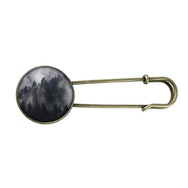 Imagem de Broche de metal retrô Dark Forest Mountain Fog Mist