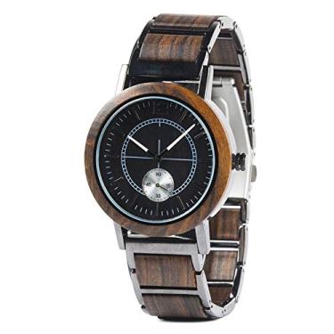 Imagem de Relógio masculino de madeira Bird R12, leve, luxuoso, de aço inoxidável, relógio de madeira para homens e mulheres, Marrom