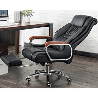 Imagem de Cadeira de escritório grande e alta colada ​​cadeira de trabalho reclinável, cadeira de mesa executiva de massagem com encosto alto de 300 lb, cadeira executiva moderna e cadeira de mesa de