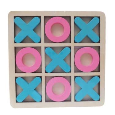 Imagem de shamjina Tic tac toe engraçado jogo de mesa artesanal jogo de família clássico xoxo jogo de tabuleiro de xadrez para goody saco enchimentos adultos famílias, Azul Rosa