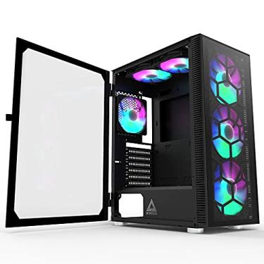Imagem de Montech X3 Glass 6 peças, 3 x 140 mm e 3 x 120 mm ventoinhas de iluminação RGB fixa ATX Mid-Tower PC Gaming Case, USB3.0, painel lateral de vidro temperado aberto de porta, alto fluxo de ar, preto