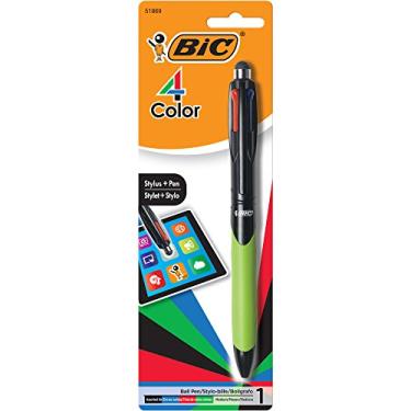 Imagem de BIC Caneta esferográfica Stylus com 4 cores, ponta média (1,0 mm), tintas sortidas, 1 unidade (MMGSTP11)
