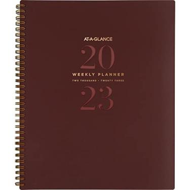 Imagem de AT-A-GLANCE Agenda semanal e mensal 2023, 21 x 28 cm, grande, abas mensais, assinatura, marrom (YP905L50)
