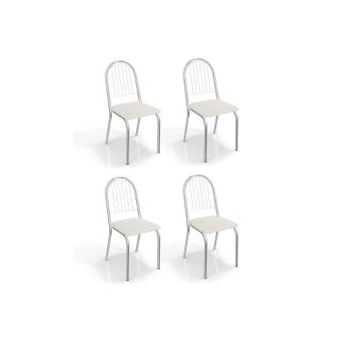 Imagem de Cadeira Sala de Jantar Noruega 4C077 Aço Kit 4 Uni Cromada - Assento Branco 106 - Kappesberg