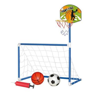 Imagem de Golzinho Futebol Mini Trave Gol 2 Em 1 Cesta Basquete Bolas