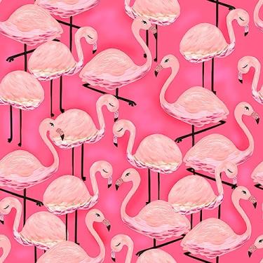 Imagem de Wallink Papel de Parede Rosa Flamingo Descascável e Colante, Removível, Autoadesivo, 44,5 cm x 44,5 cm, 2,7 m², Vinil, Fosco Texturizado, Combinação Reta, Para Decoração de Quartos e Apartamentos