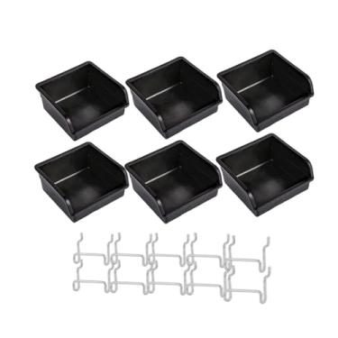 Imagem de 16 peças de copos para quadro de estacas e ganchos de estacas, formato de caixa quadrada de 1/10.2 cm 1/20.3 cm, acessórios para armazenamento de garagem, oficina, bancada de trabalho, organização de