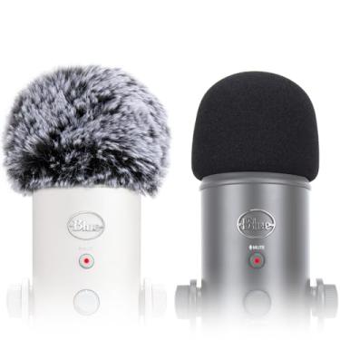 Imagem de SUNMON Filtro Pop Blue Yeti, capa de microfone azul Yeti de espuma peluda e microfone Yeti, filtro pop para microfone condensador USB Blue Yeti Pro, filtro pop interno e externo para microfone (pacote
