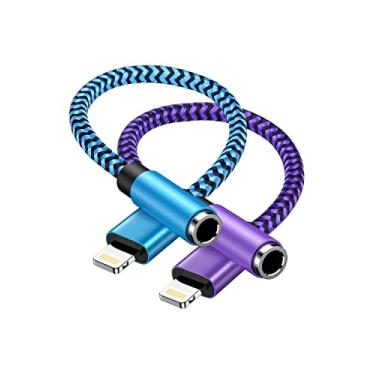 Imagem de Pacote com 2 adaptadores Lightning para auxiliar de 3,5 mm, adaptador de fone de ouvido para iPhone para cabo auxiliar [certificado Apple MFI] Dongle adaptador de áudio para iPhone 14 13 12 11 Pro Max