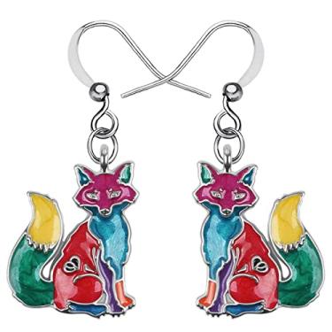 Imagem de DALANE Brincos de raposa de liga esmaltada, pingentes, pingentes, presentes de animais selvagens, joias para mulheres, meninas e crianças, 22mm x 18mm, Zinco, Sem pedra preciosa
