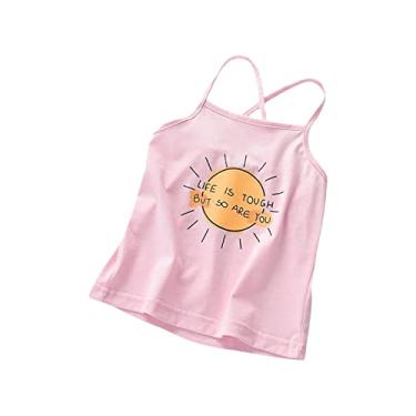 Imagem de Pijama curto para meninas, mistura de algodão, roupa íntima, camiseta infantil, camiseta infantil, 4 anos, Rosa, 3-4T