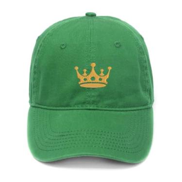 Imagem de Boné de beisebol masculino bordado Crown King algodão lavado, Verde, 7 1/8