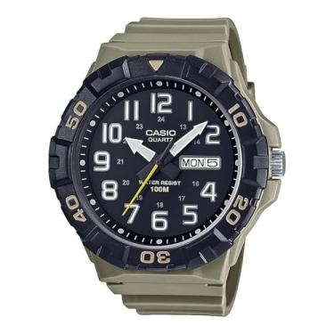 Imagem de Casio Relógio masculino analógico mostrador preto pulseira de resina MRW-210H-5AVDF., marrom, Marrom, Movimento de quartzo