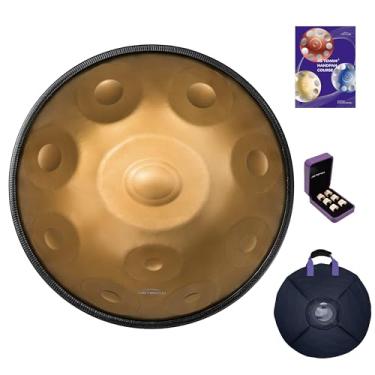 Imagem de Asteman Handpan em ré menor, 432 Hz, 56 cm com 10 notas, vem com uma mochila, cursos, mangas para os dedos, suporte, pano de limpeza e dois marretos.