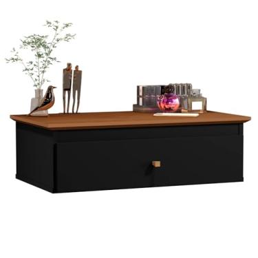 Imagem de Penteadeira Camarim Suspensa Gaveta De Parede Maquiagem (PRETO/FREIJÓ)