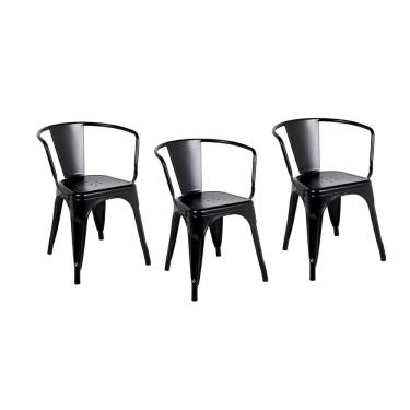 Imagem de Kit 3 Cadeiras Iron Tolix Francesinha Industrial com Apoio de Braços Pretas