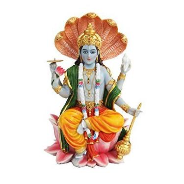 Imagem de Estátua de Vishnu com Lotus Mythological Indian Hindu God da PTC de 20 cm