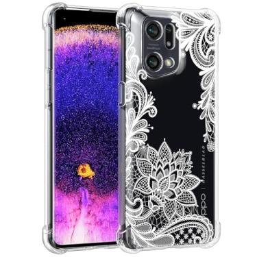 Imagem de Ueokeird Capa de telefone para Oppo Find X5, capa PFFM10 para meninas e mulheres, capa protetora fina à prova de choque com padrão floral flexível TPU flexível para Oppo Find X5 Mandala