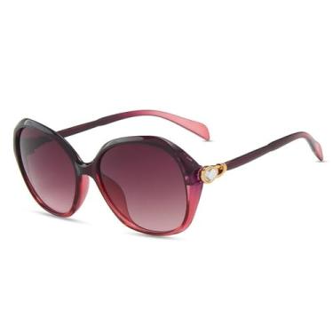 Imagem de HCPIHF Óculos de sol femininos grandes, vintage, gota d'água, cristal, perna, decoração, UV400, óculos de viagem, gradiente C4, roxo, tamanho único
