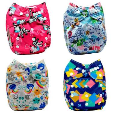 Imagem de Fralda Ecológica Reutilizáveis 8 Fraldas+ 8 absorventes - Meebaby, Men