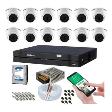 Imagem de Kit 12 Câmeras Intelbras Dome 1120d Dvr 16 Canais Com Hd 2tb