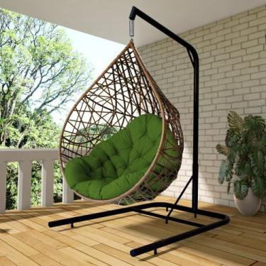 Imagem de Cadeira Balanço Ninho Suspenso Gota Tramado com Almofada Impermeável -