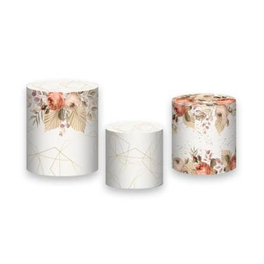 Imagem de Trio de Capas de Cilindro - Dia das Mães Bege Floral 063 - Via Cores