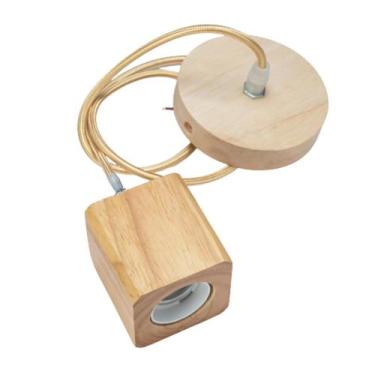 Imagem de 5 Lustres Pendentes Rústicos De 1M Com Canopla Em Madeira - CBC