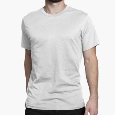 Imagem de Camiseta Branca Masculina Lisa 100% algodão Premium Slim Fit Moda Casu