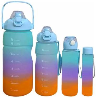 Imagem de Kit 4 Garrafas De Água Squeeze Motivacional Academia Canudo - Moment, 