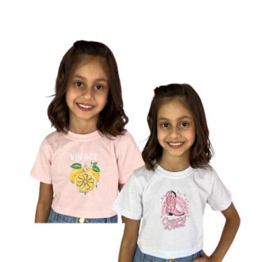 Imagem de Blusinha Infantil Cropped Manga Curta Juvenil Kit 2 Peças - AK FASHION