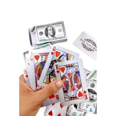 Imagem de Baralho Flexível Cinza Prateado Carta Dólar Poker Truco jogo - Novo sé