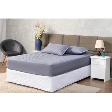 Imagem de Protetor de Colchão Impermeável com Matelassé Ultrassônico (Cinza, Queen)