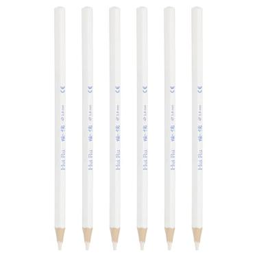 Imagem de PATIKIL Conjunto de lápis de cor branca, 6 lápis de cor a óleo, lápis de desenho de madeira para artistas, pintura, esboço