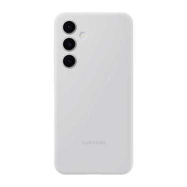 Imagem de Samsung Capa de silicone para celular Galaxy S24 FE, capa protetora com variedade de cores, aderência suave, design macio e elegante, ajuste sem costura, versão dos EUA, cinza