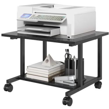 Imagem de Livofloral Suporte para impressora embaixo da mesa, carrinho com rodas de 51 x 40 cm, mesa móvel de 2 níveis para escritório em casa, suporte grande com armazenamento para mini geladeira, preto