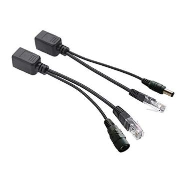 Imagem de Kit de injetor PoE passivo e divisor PoE com conector adaptador de alimentação CC de 5,5 x 2,1 mm para sinal digital de rede (1 par - preto