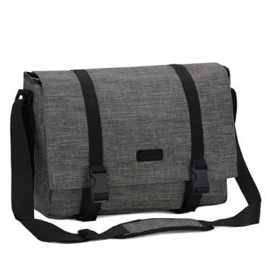 Imagem de Bolsa Mensageiro, VASCHY Bolsa de Ombro Masculina Leve Resistente à água Bolsa Transversal Fina para Homens Mulheres Cabe Laptop de 14 Polegadas,Cinza
